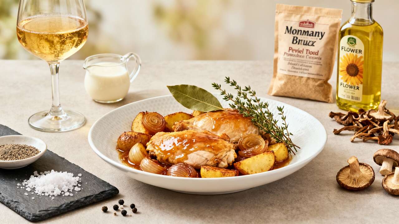 Repas de semaine : Le poulet au cidre de Julie Andrieu qui demande seulement 10 minutes de préparation